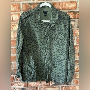 Rue21 Green Leopard Print Women's Military Jacket